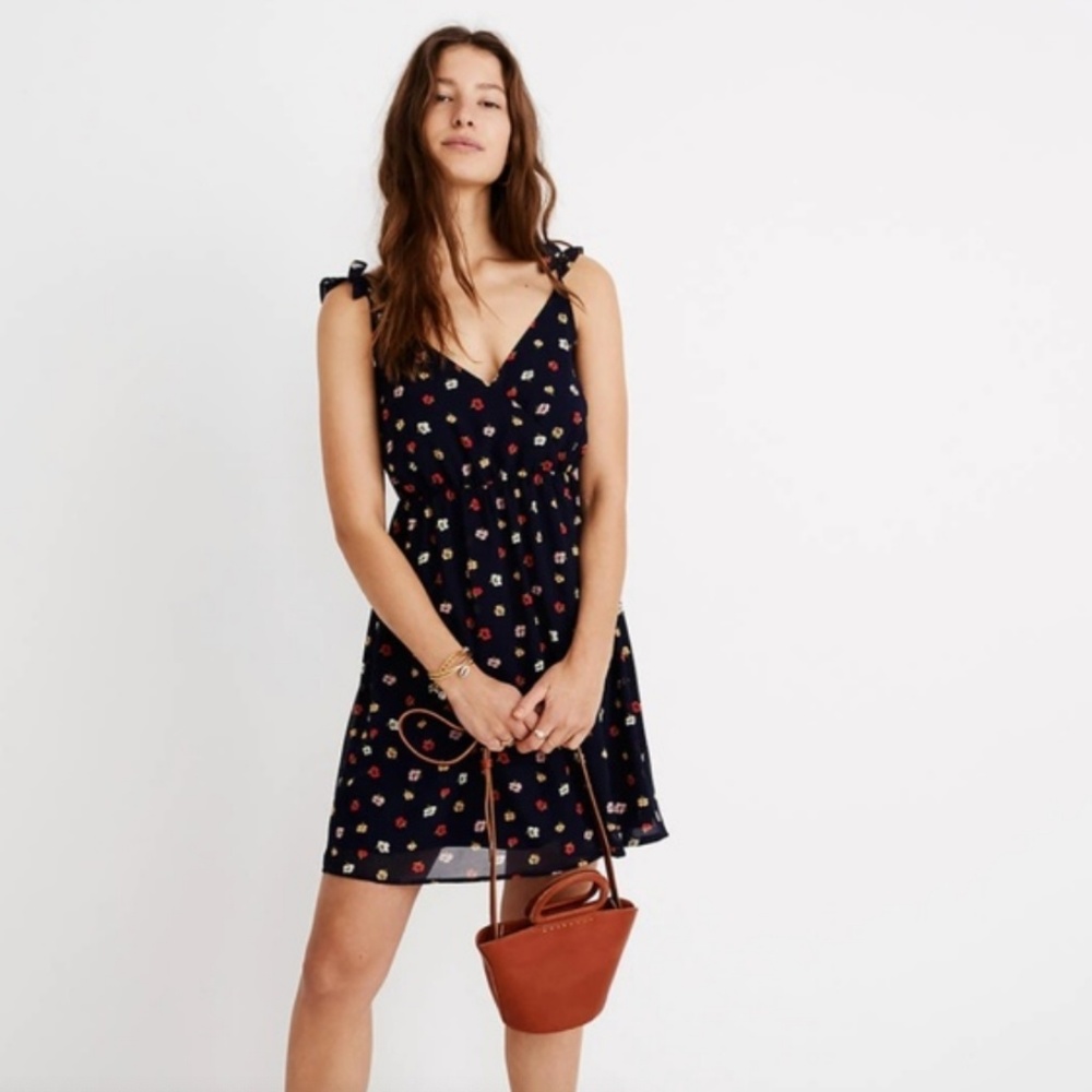Madewell Navy Floral Wrap Dress